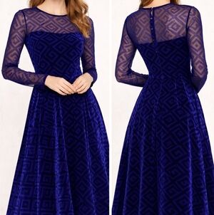 Merci Italia Chic Purple Velvet Burnout Dress; Sz. 40(US 4); Fairy Goth Romantic